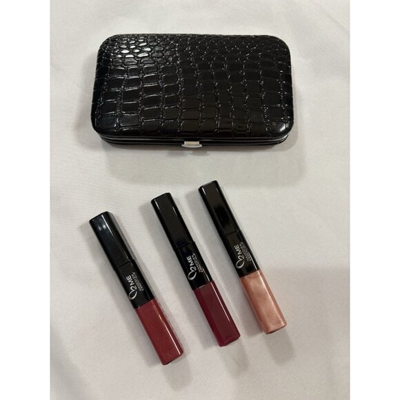 ME Makeover Essentials Lip Trio Gloss & Plumper Gloss Shades Leather Clutch New - Picture 5 of 5